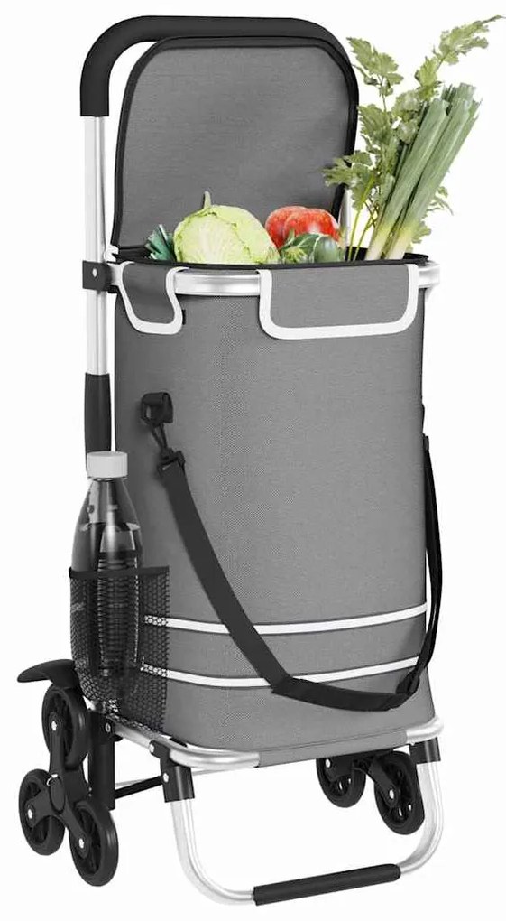 vidaXL Καρότσι Αγορών Γκρι 47 x 39 x 100.5 εκ. Ύφασμα Oxford
