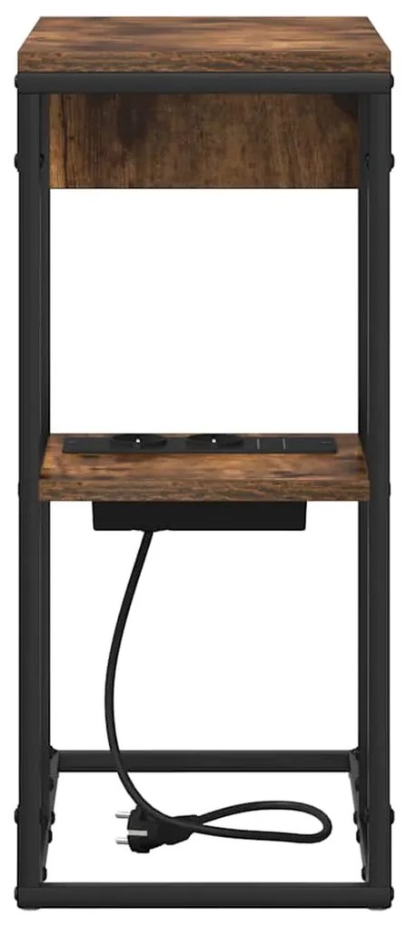 vidaXL Κομοδίνο Καπνιστή δρυς 41.5 x 26 x 60.5 εκ Επεξεργασμένο ξύλο
