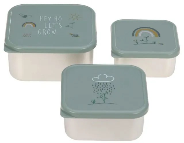 Set 3 δοχεία φαγητού Laessig Snackbox inox Garden Explorer Green