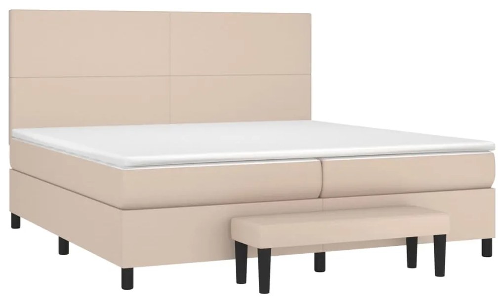 vidaXL Κρεβάτι Boxspring με Στρώμα Καπουτσίνο 200x200εκ.από Συνθ.Δέρμα