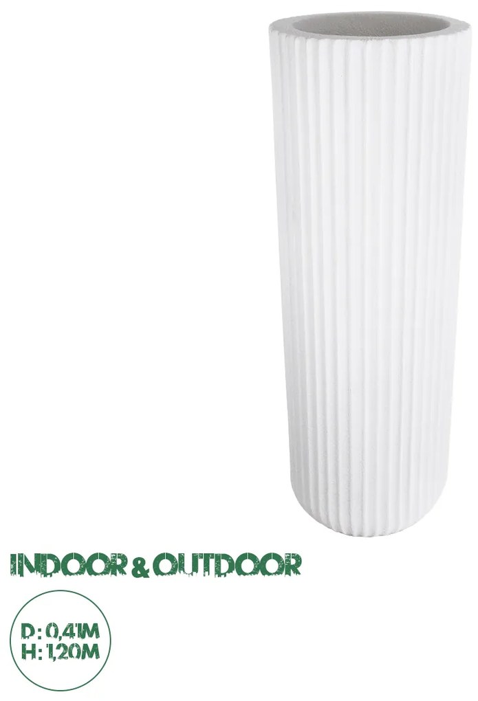 20735 GloboStar® Artificial Garden MARSALA 20735 Επιδαπέδιο Πολυεστερικό Τσιμεντένιο Κασπώ Γλάστρα - Flower Pot Λευκό Φ41 x Υ120cm