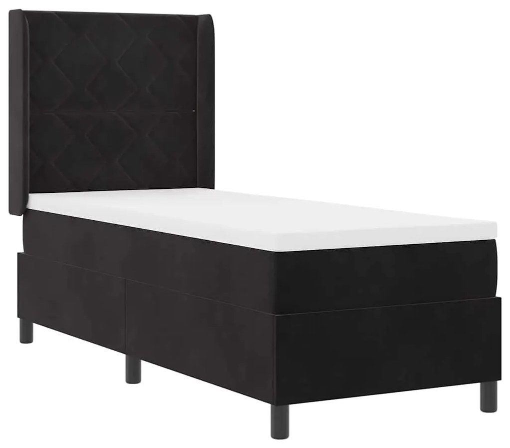 vidaXL Κρεβάτι με ελατήρια με κεφαλάρι Μαύρο 80 x 200 cm Βελούδο