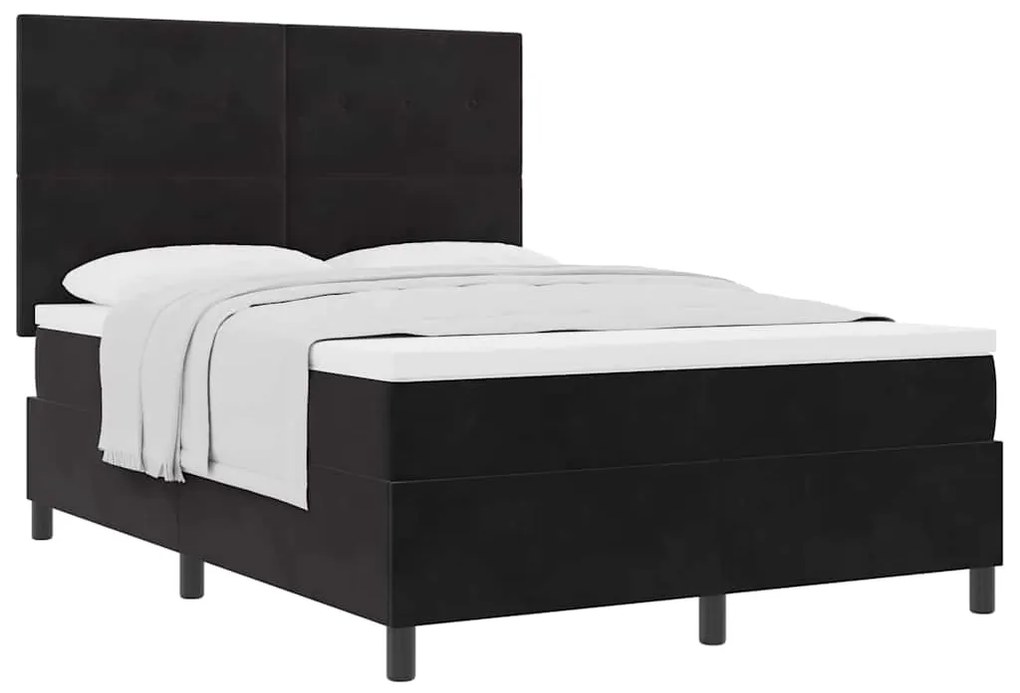 vidaXL Κρεβάτι με ελατήρια με στρώμα Μαύρο 140 x 190 cm Βελούδο