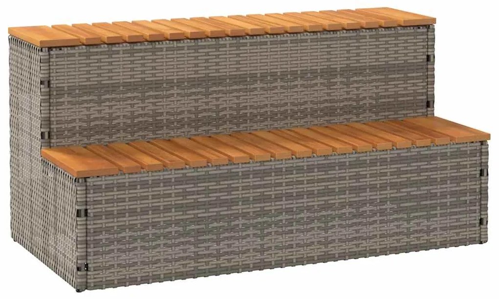 vidaXL Βήμα υδρομασάζ Γκρι 100x50x50,5 εκ. Συνθετικό Ρατάν/Ακακίας