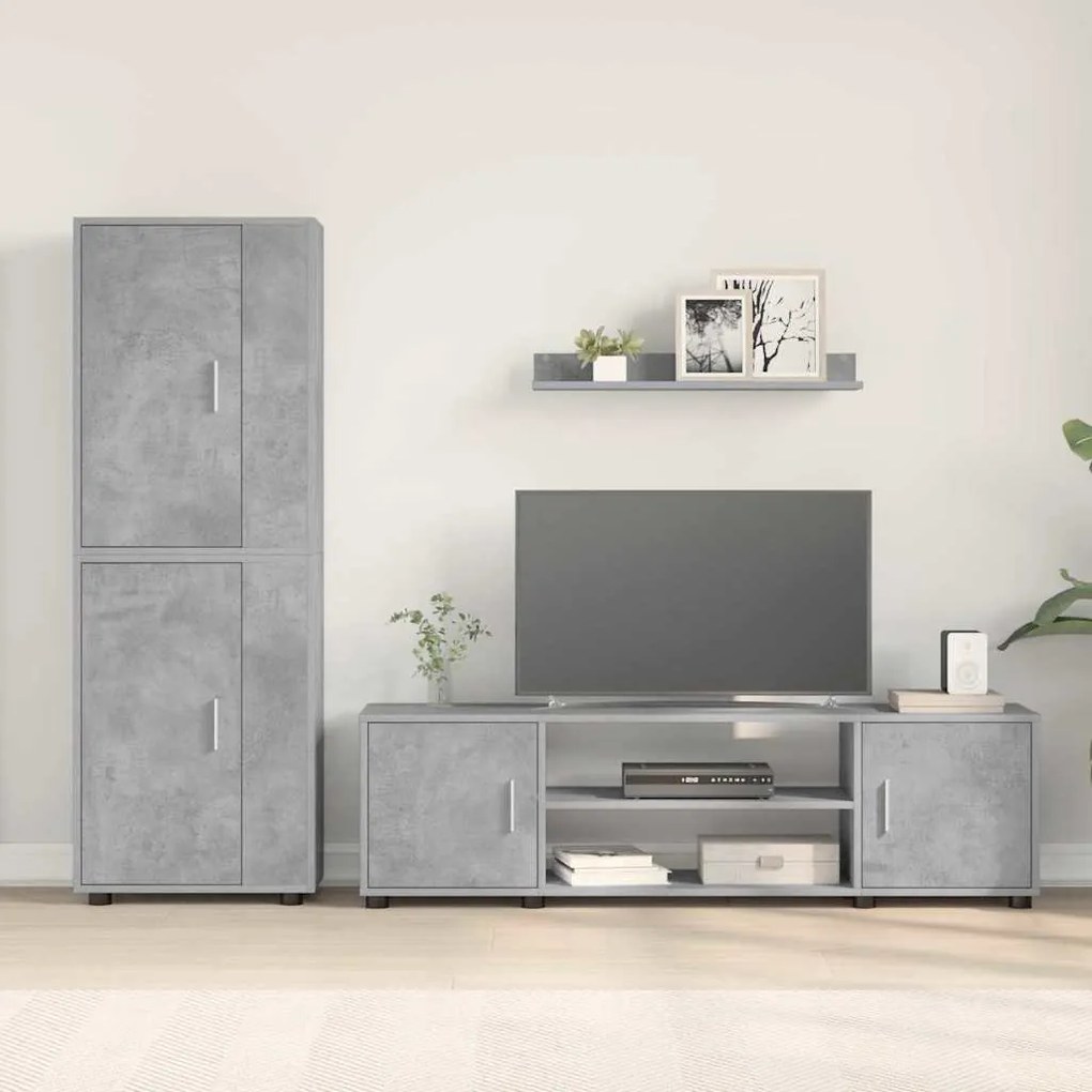 vidaXL Σετ 4 τεμαχίων για ντουλάπα τηλεόρασης 4 pcs Γκρι σκυροδέματος