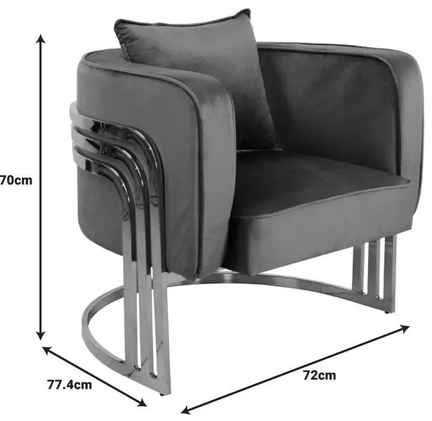 Πολυθρόνα Roblu χρυσό μέταλλο και βελούδο ύφασμα σε μπλε απόχρωση 72x77.4x70εκ 72x77.4x70 εκ.
