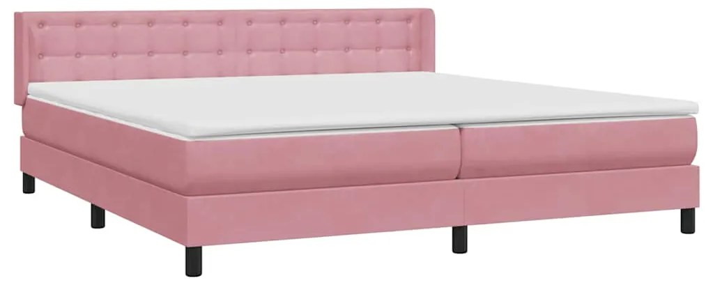 vidaXL Box Spring κρεβάτι με στρώμα ροζ 180x220 cm Βελούδινο