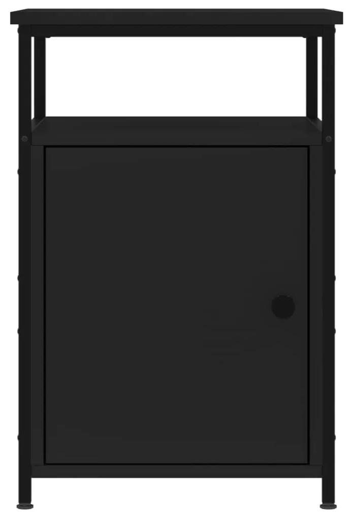 Κομοδίνο Μαύρο 40 x 42 x 60 εκ. από Επεξεργασμένο Ξύλο - Μαύρο
