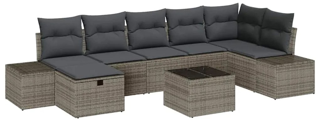 vidaXL Σετ Καναπέ Κήπου 8 pcs Γκρι 55 x 62 x 69 εκ Πολυ ράταν