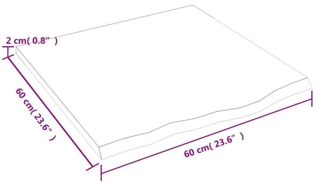 vidaXL Πάγκος Μπάνιου Σκούρο Καφέ 60x60x2 εκ. Επεξ. Μασίφ Ξύλο