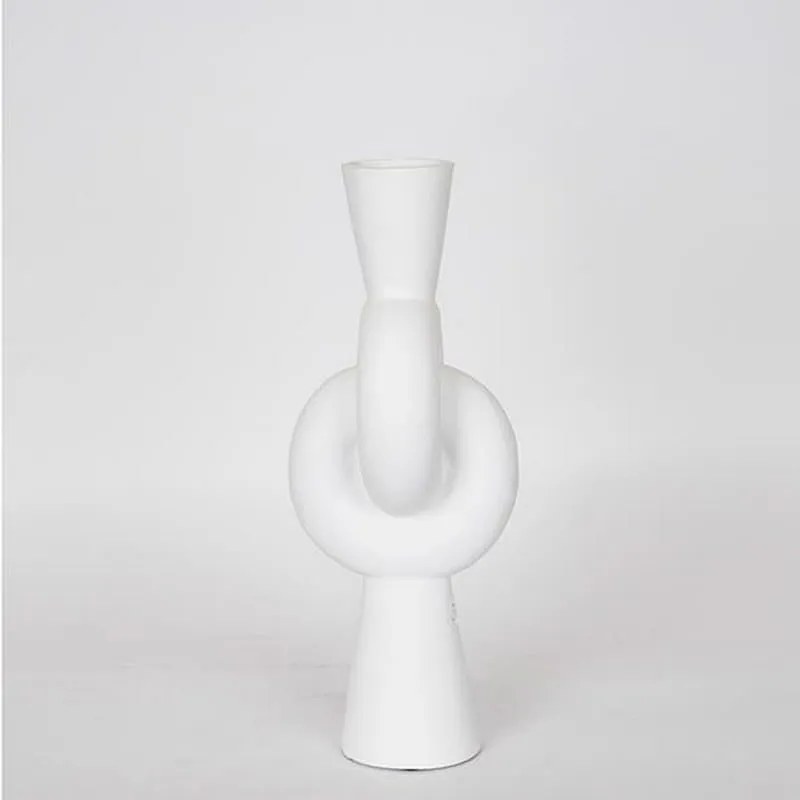 Βάζο Κεραμικό 752-20274 15.5x15.5x39.5cm White Estheti Home Κεραμικό