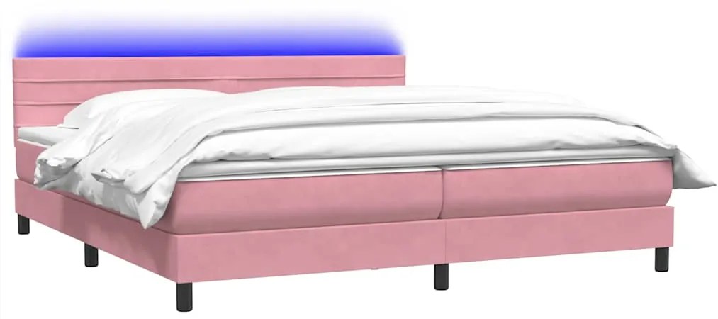 vidaXL Κρεβάτι Boxspring με Στρώμα Ροζ 180x210 εκ. Βελούδινο