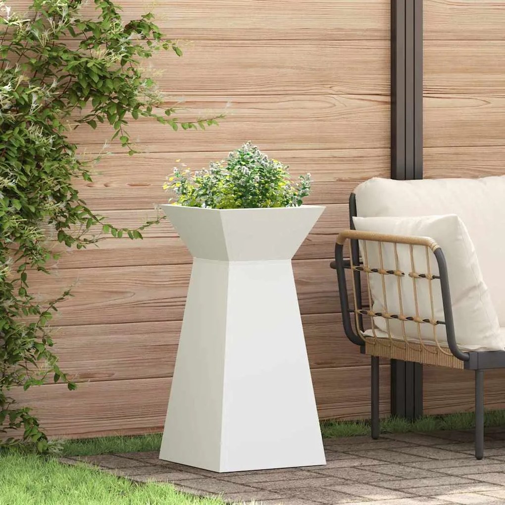 vidaXL γλάστρα κήπου με λευκό δοχείο 35x35x73 εκ, από χάλυβα.