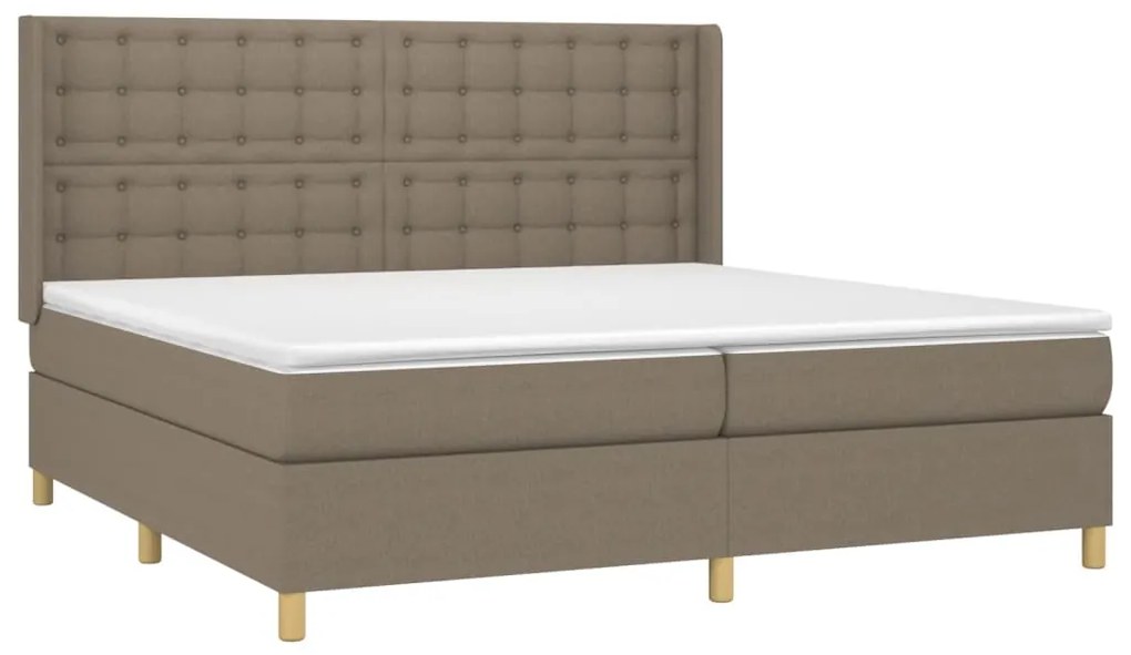 Κρεβάτι Boxspring με Στρώμα Taupe 200x200 εκ. Υφασμάτινο - Μπεζ-Γκρι