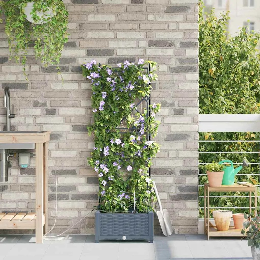 vidaXL Ζαρντινιέρες κήπου Ανοιχτό γκρι 40 x 40 x 126 cm Ατσάλι