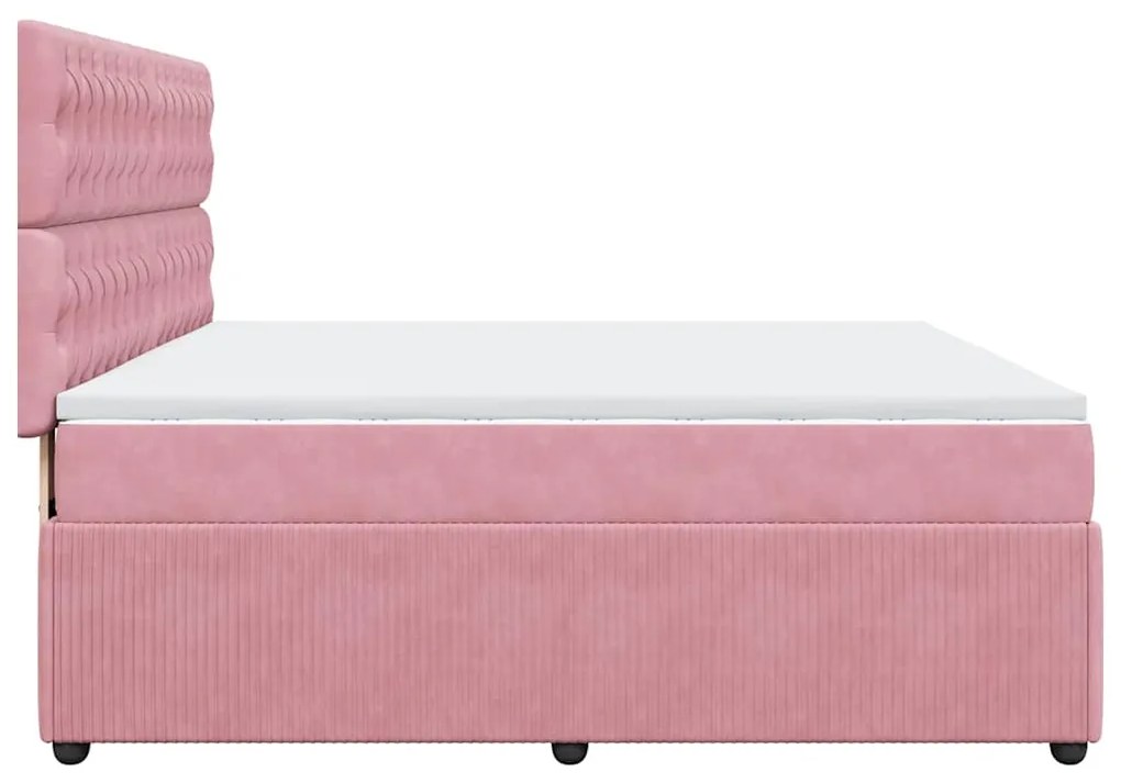 vidaXL Κρεβάτι Boxspring με Στρώμα Ροζ 180x200 εκ. Βελούδινο