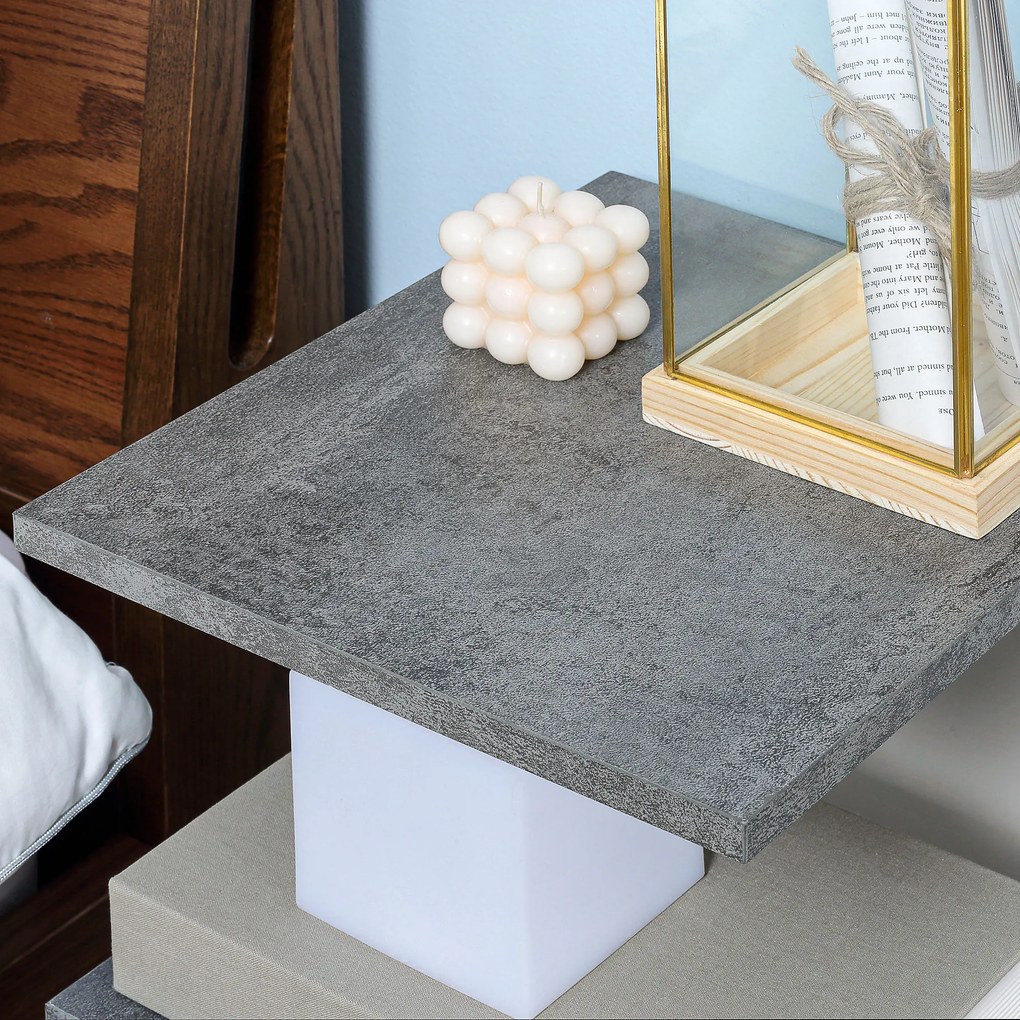 HOMCOM κομοδίνο, με 4 ροδάκια, 3 ράφια, 35 x 29,5 x 65,5 cm, γκρι/λευκό