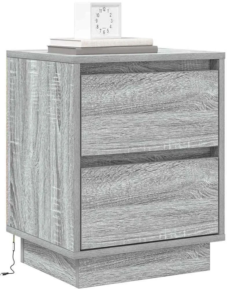 vidaXL Κομοδίνο με συρτάρι Γκρι 39 x 34.5 x 50 εκ. Επεξεργασμένο ξύλο