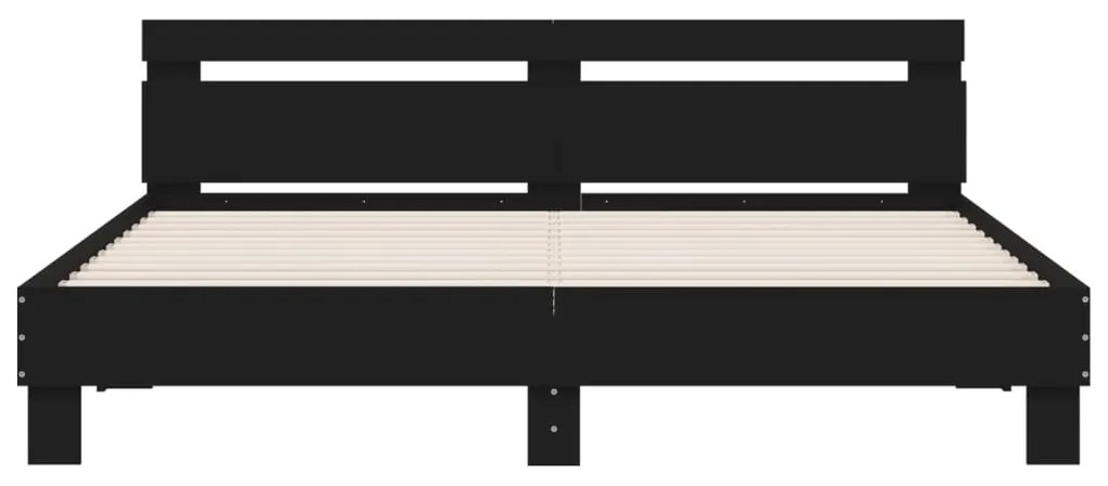 vidaXL Πλαίσιο Κρεβατιού με Κεφαλάρι/LED Μαύρο 180x200 εκ