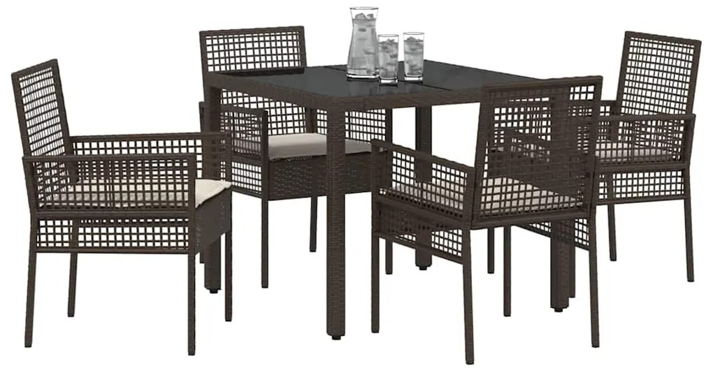 vidaXL Σέτ φαγητού για κήπο 5 pcs Καφέ Πολυ ράταν