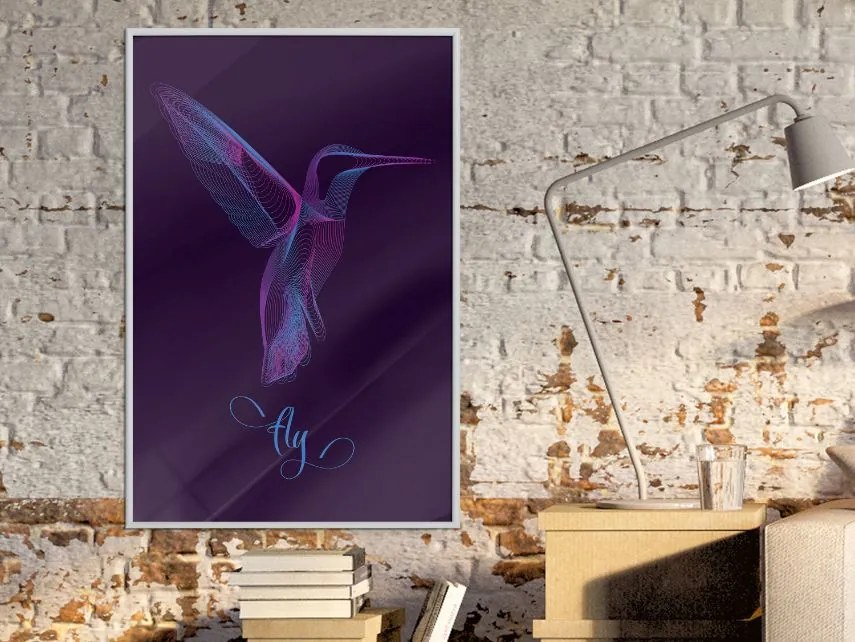 Αφίσα - Fluorescent Hummingbird  - 20x30 - Χρυσό - Χωρίς πασπαρτού