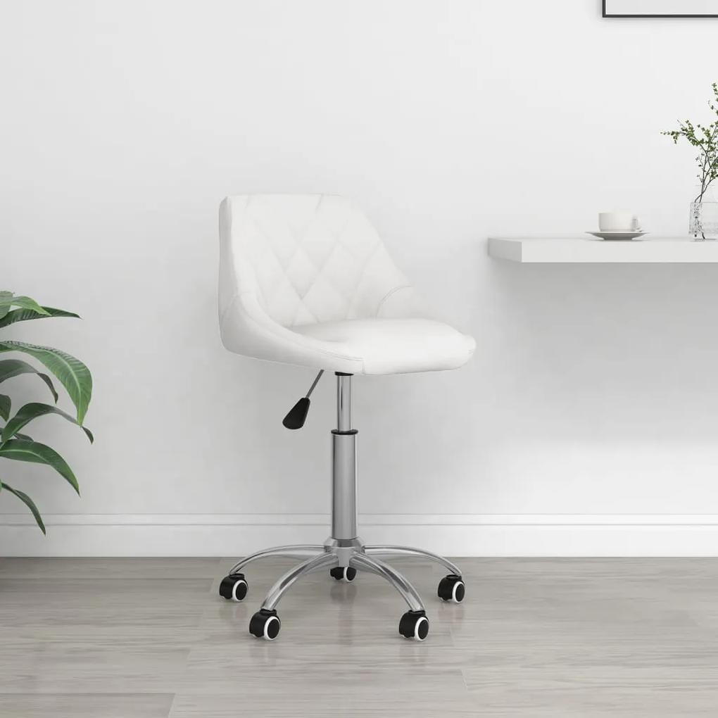 Καρέκλα Γραφείου Περιστρεφόμενη Λευκή από Συνθετικό Δέρμα