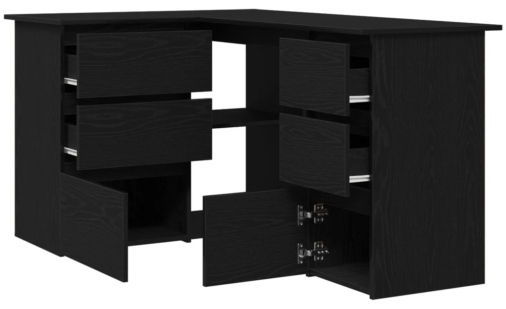 vidaXL Γωνιακό Γραφείο Μαύρης Βελανιδιάς , 145x100x76 εκ, Φτιαγμένο από Επεξεργασμένο Ξύλο
