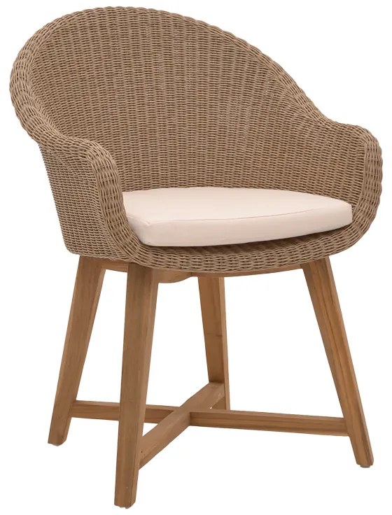 Intrahome Πολυθρόνα Solso Intrahome σκελετός αλουμινίου με teak πόδι σε φυσική απόχρωση και pe rattan 62x58x78εκ | SKU: INTRAPA-445111113