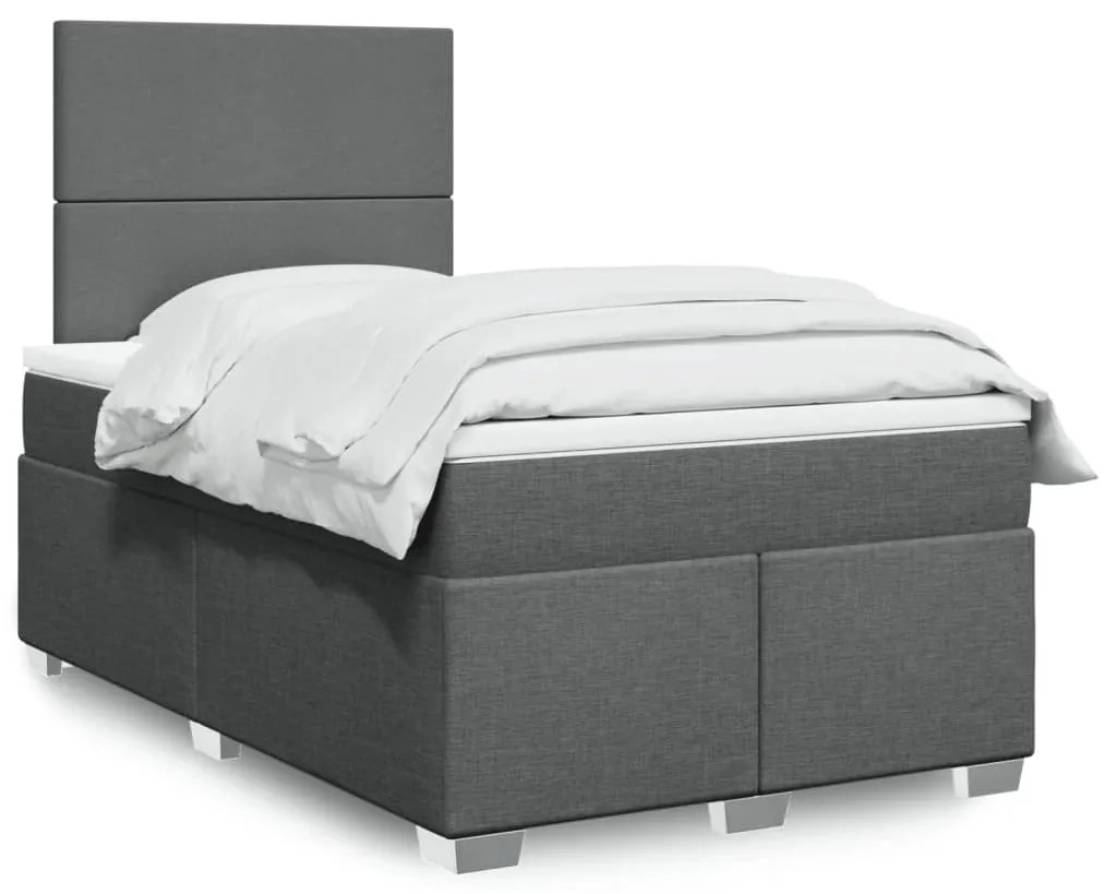 ΚΡΕΒΑΤΙ BOXSPRING ΜΕ ΣΤΡΩΜΑ ΣΚΟΥΡΟ ΓΚΡΙ 120X190 ΕΚ ΥΦΑΣΜΑΤΙΝΟ 3290421