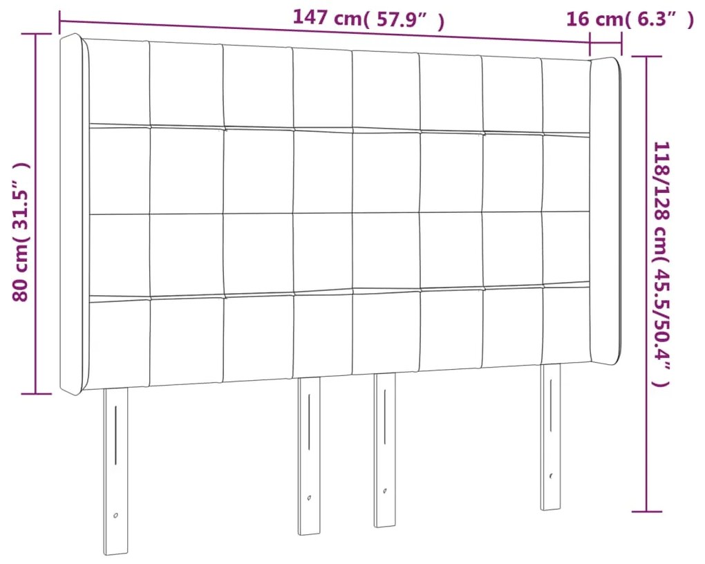 vidaXL Κεφαλάρι Κρεβατιού LED Σκούρο Πράσινο 147x16x118/128 εκ