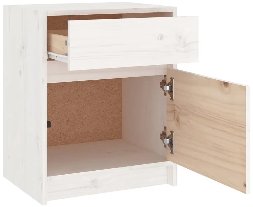 vidaXL Κομοδίνα 2 τεμ. Λευκά 40 x 31 x 50 εκ. από Μασίφ Ξύλο Πεύκου