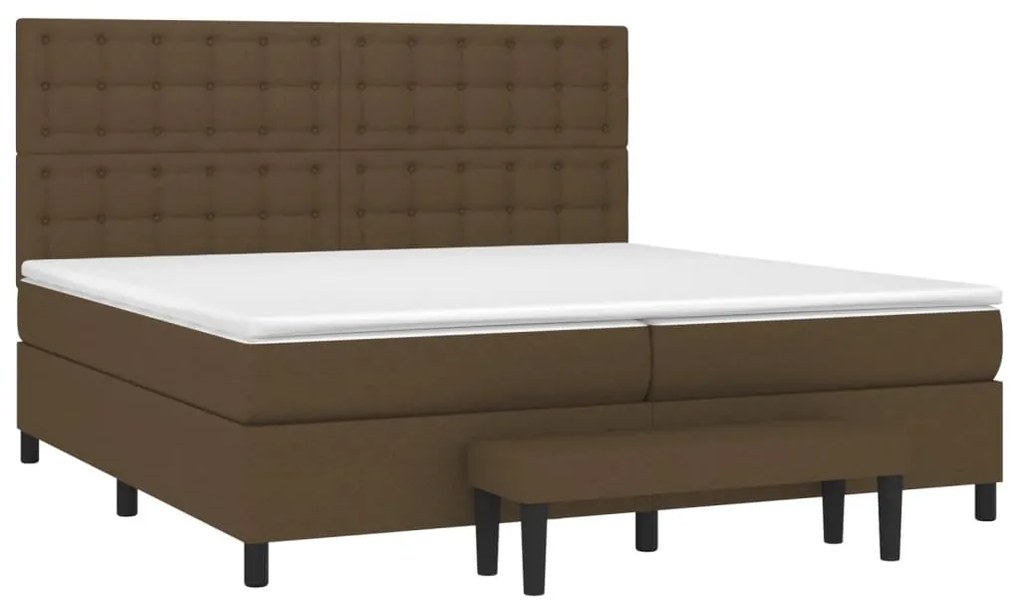 vidaXL Κρεβάτι Boxspring με Στρώμα Σκούρο Καφέ 200x200 εκ. Υφασμάτινο