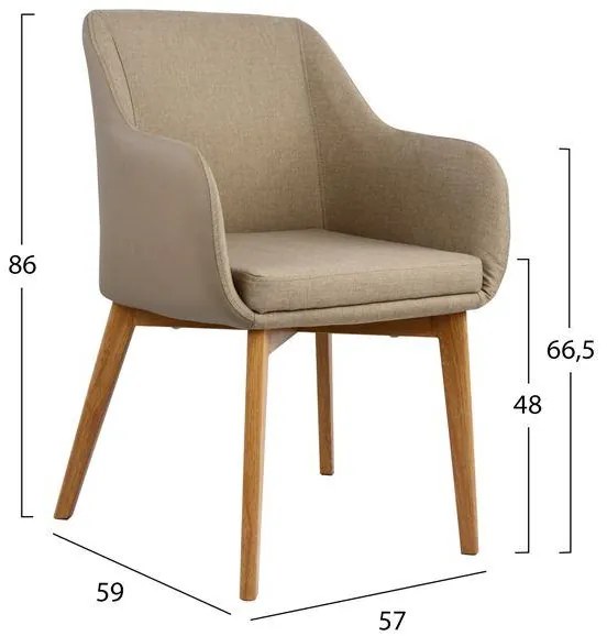 Καρέκλα-Πολυθρόνα BRISTOL Ύφασμα - PU Μπέζ 57x59x86Υεκ. 2αδα 57x59x86 εκ.