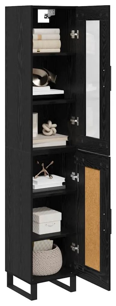 vidaXL Highboard Μαύρη Οξυά 69,5 x 34 x 180 εκ. Επεξεργασμένο ξύλο