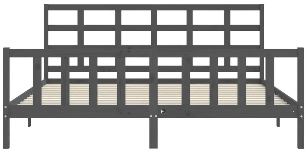 vidaXL Πλαίσιο Κρεβατιού με Κεφαλάρι Γκρι 200x200 εκ. Μασίφ Ξύλο