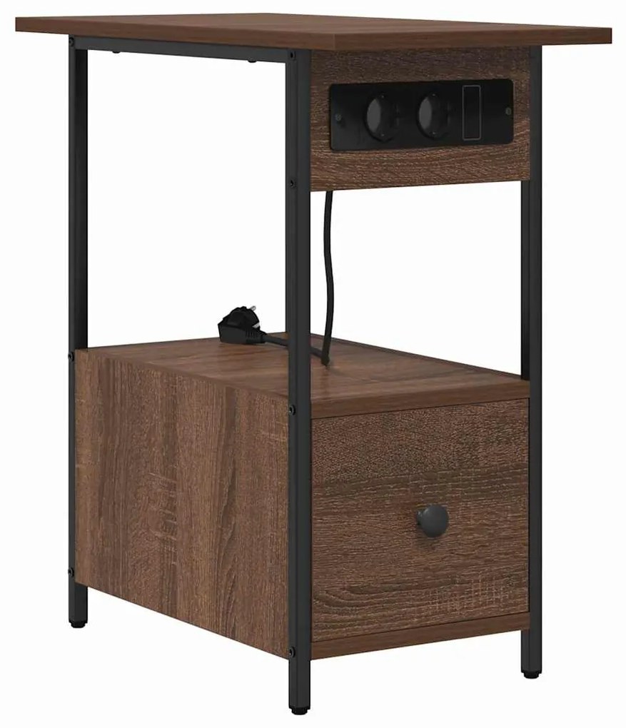 vidaXL Κομοδίνο Καφέ δρυς 60 x 30 x 61 εκ Επεξεργασμένο ξύλο