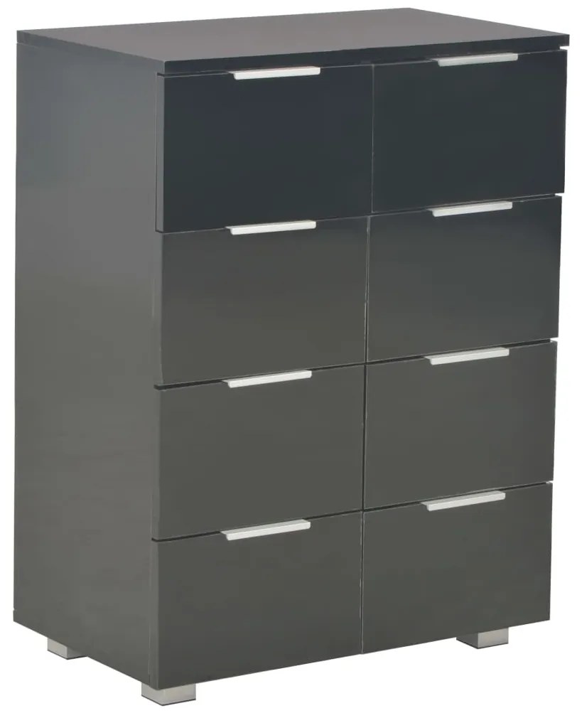 vidaXL Μπουφές Ψηλός Γυαλιστερός Μαύρος 60x35x80εκ. Επεξεργασμένο Ξύλο