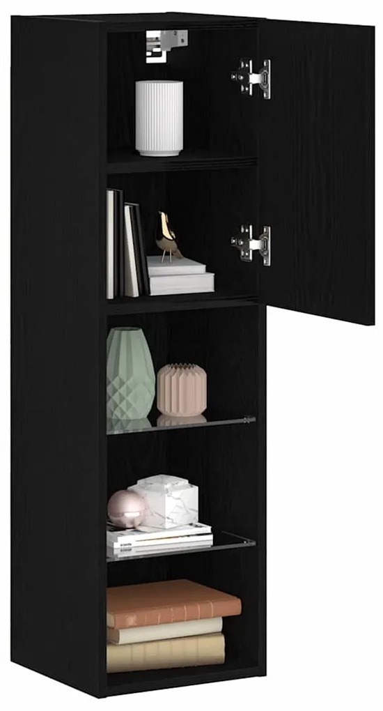 vidaXL Ντουλάπι TV 2 pcs Μαύρο 30.5 x 30 x 102 εκ Επεξεργασμένο ξύλο