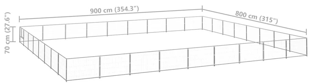 vidaXL Σπιτάκι Σκύλου Ασημί 72 μ² Ατσάλινο