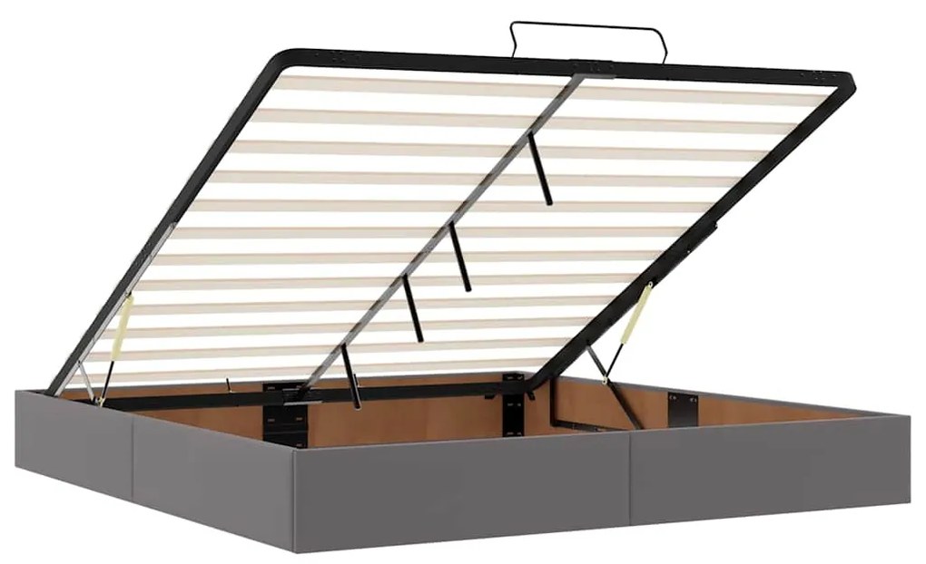 Οθωμανικό κρεβάτι με στρώματα &amp; LEDs Γκρι Faux Leather 3312170