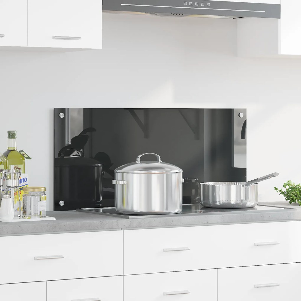 vidaXL Κουζίνα Πλακάκι Σκούρο Γκρι 90x40x0,6 εκ. Ψημένο Γυαλί