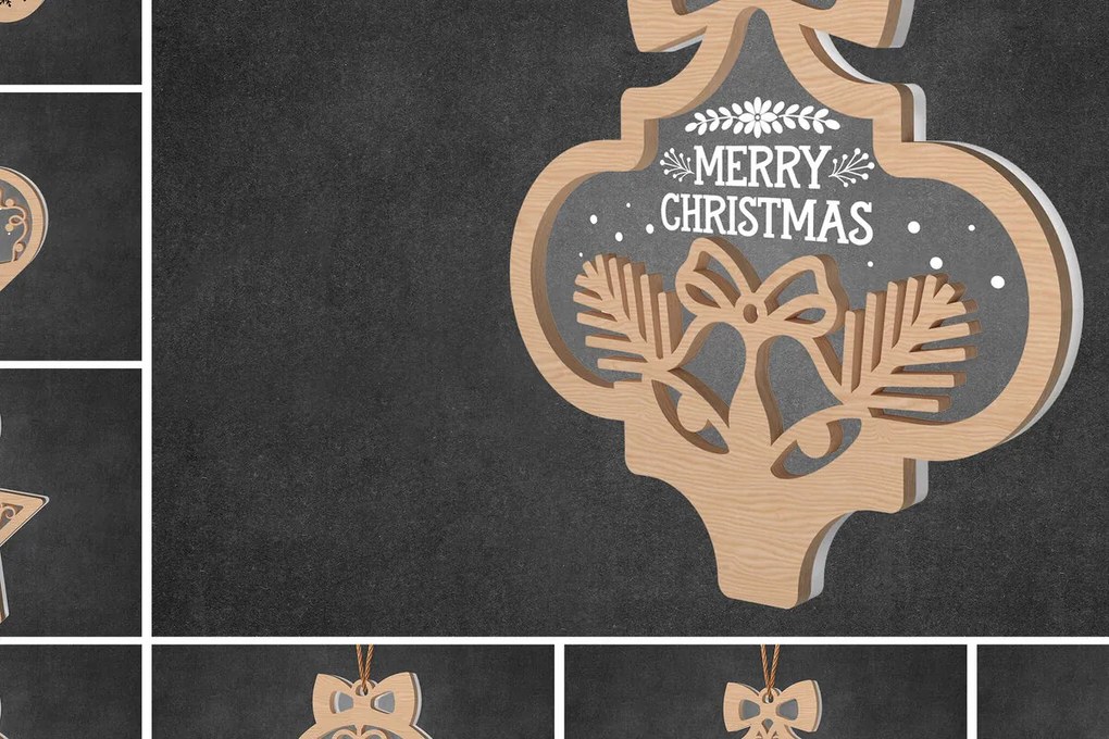 Σετ των 3 Intra απο ξύλο plywood 3mm-4mm πάχος Χριστουγεννιάτικου Στολίδι - 8 Σχέδια Δίασταση 8x8 cm INTRAFABR-108957725