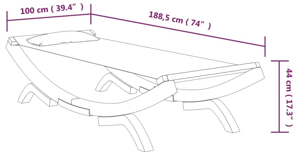 vidaXL Ξαπλώστρα Εξ. Χώρου Ανθρ. 100x188,5x44 εκ. Μασίφ Λυγισμένο Ξύλο