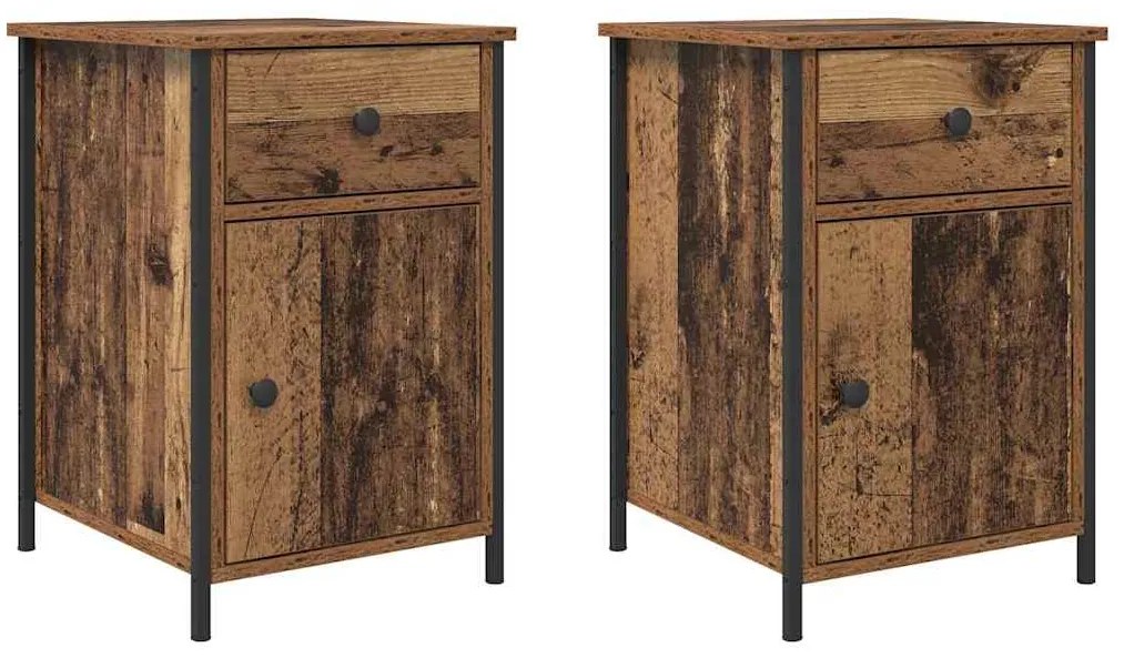 vidaXL Κομοδίνο 2 pcs Παλαιό ξύλο 40 x 42 x 60 εκ. Επεξεργασμένο ξύλο