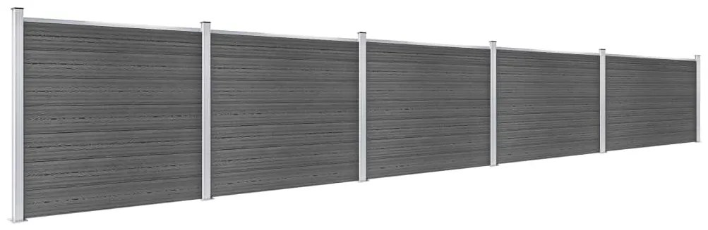 vidaXL Σετ Πάνελ Περίφραξης Μαύρο 872 x 146 εκ. από WPC