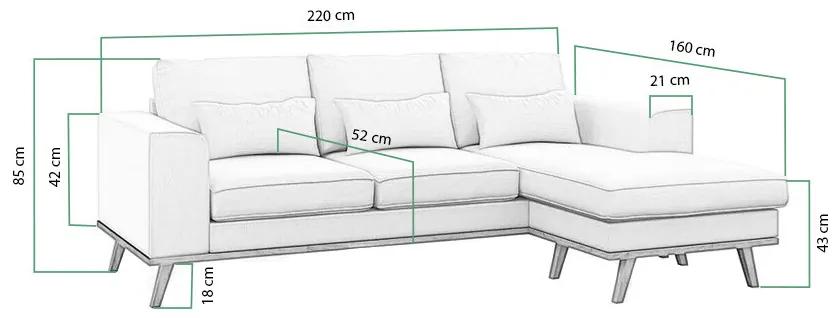 Γωνιακός Καναπές Seattle K120, Καφέ, Beige, 220x160x85cm, Πόδια: Ξύλο | Epipla1.gr