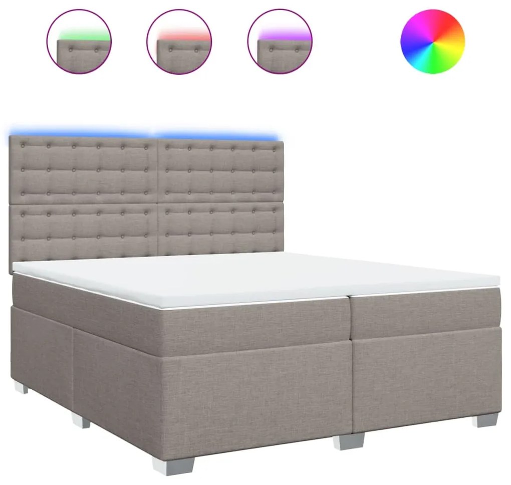 vidaXL Κρεβάτι Boxspring με Στρώμα Taupe 200x200 εκ. Υφασμάτινο