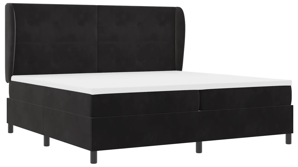 vidaXL κρεβάτι με στρώμα Box Spring Μαύρο 200x200 εκ Βελούδο