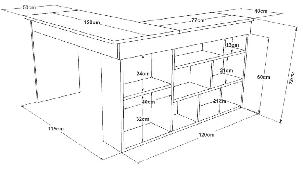 ΓΡΑΦΕΙΟ ARTELIBRE CANN ΠΕΥΚΟ/ΑΝΘΡΑΚΙ ΜΟΡΙΟΣΑΝΙΔΑ 115X120X72CM