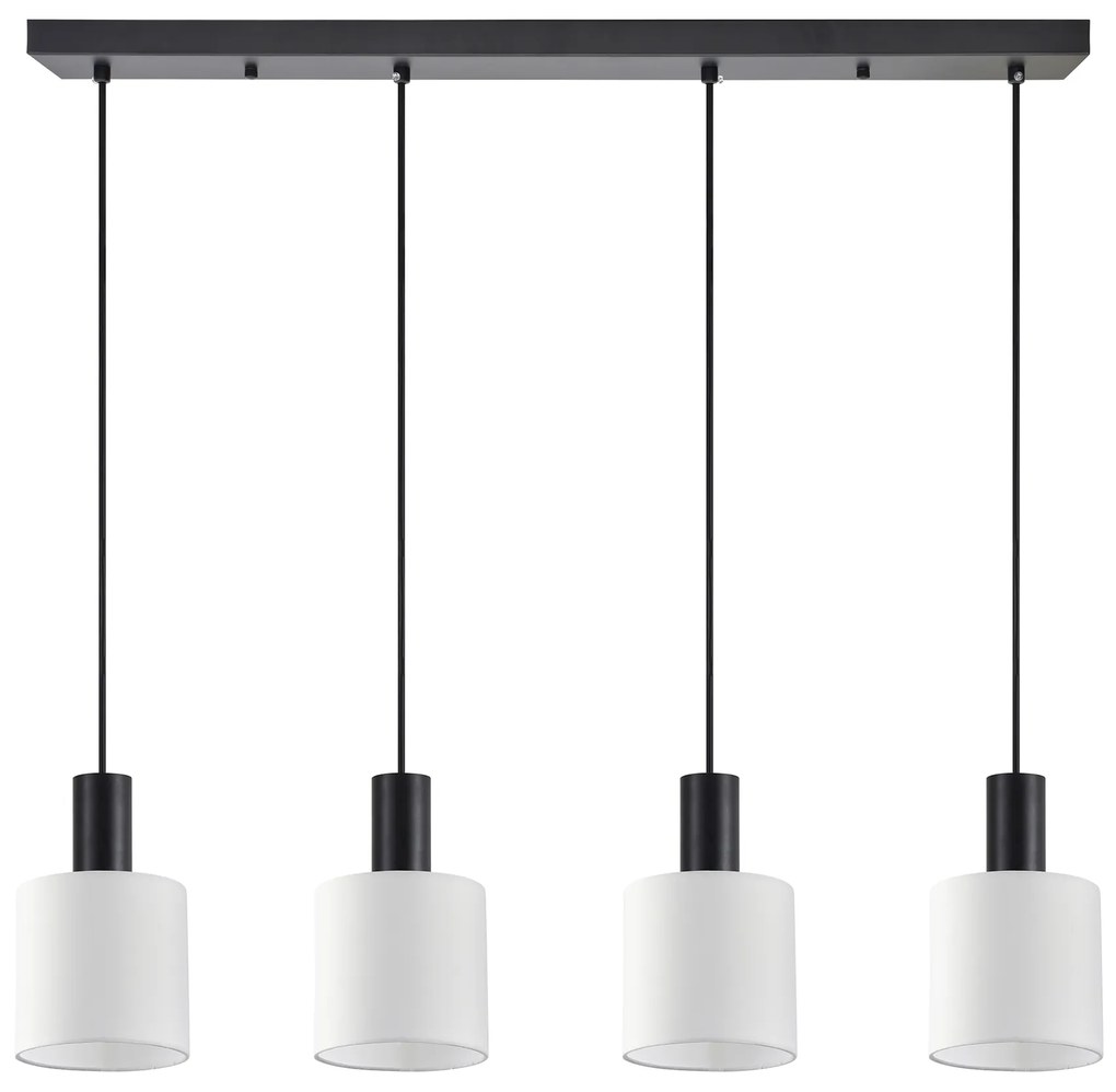 SE21-BL-4-4BL-SH1 ADEPT TUBE Black Pendant White Fabric Shade+ HOMELIGHTING 77-8511